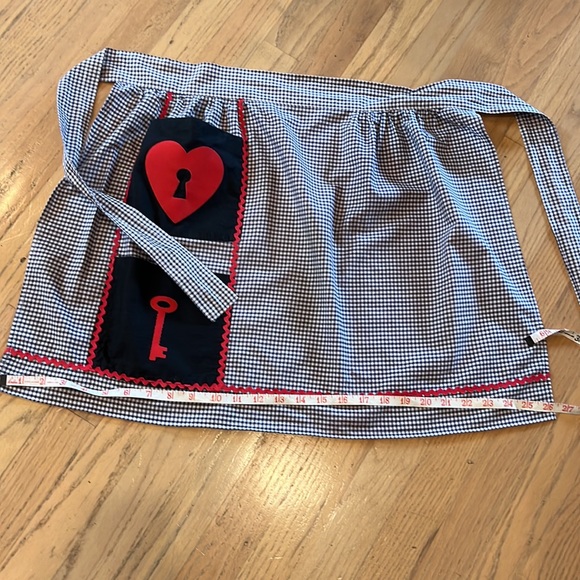 Vintage key to my heart gingham Rick rack apron kitchen game costume apron love - Picture 9 of 13